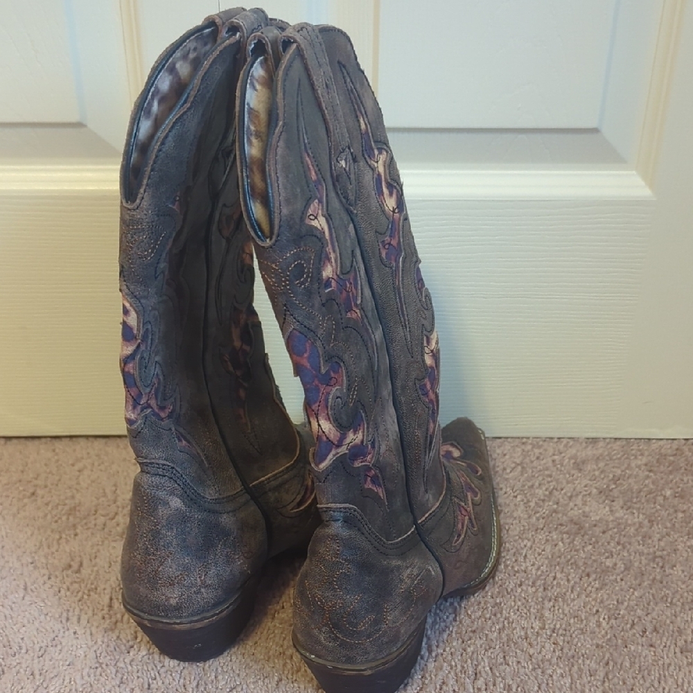 Laredo Aphfrika Women's Leather Western Boots With Leopard Detailing - Picture 4 of 4